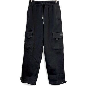 NWOT FB County Black Heavyweight Cargo Sweatpants Streetwear - Small